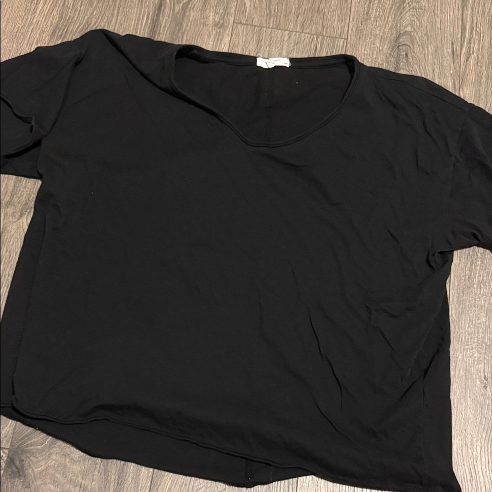 Rag & Bone Black Women's V-Neck Short Sleeve Top medium